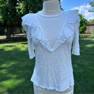 Zimmermann White Ruffled Bib Collar Blouse